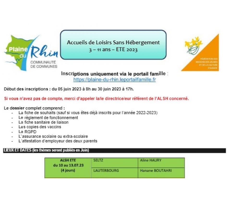 Accueils de Loisirs Sans Hébergement Accueils de Loisirs Sans Hébergement