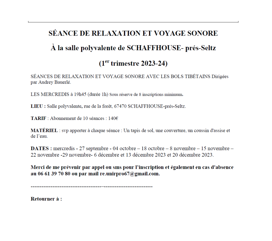 SÉANCE DE RELAXATION ET VOYAGE SONORE SÉANCE DE RELAXATION ET VOYAGE SONORE