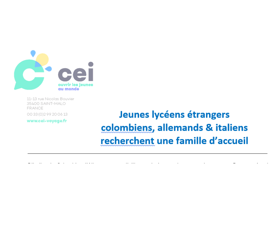 Accueillir un lycéen étranger avec CEI Accueillir un lycéen étranger avec CEI