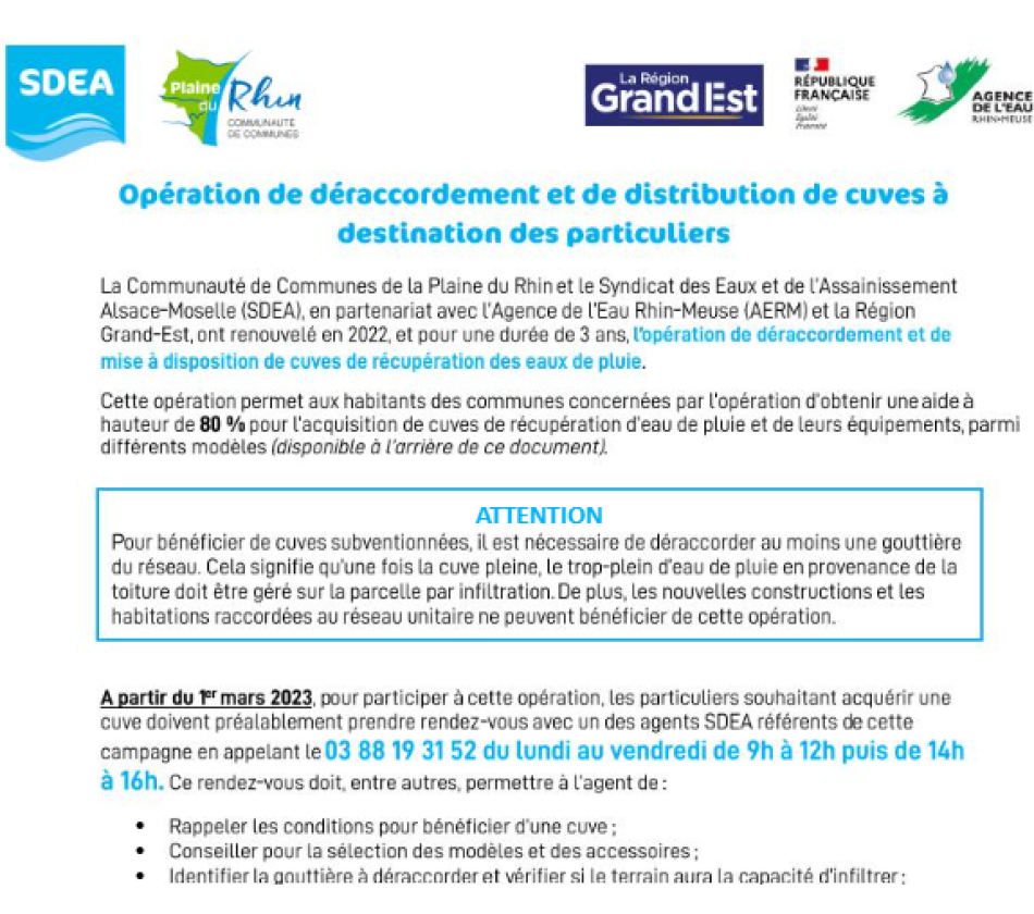 Réunions publiques - Opération « Récupération et gestion des eaux de pluie sur mon terrain »