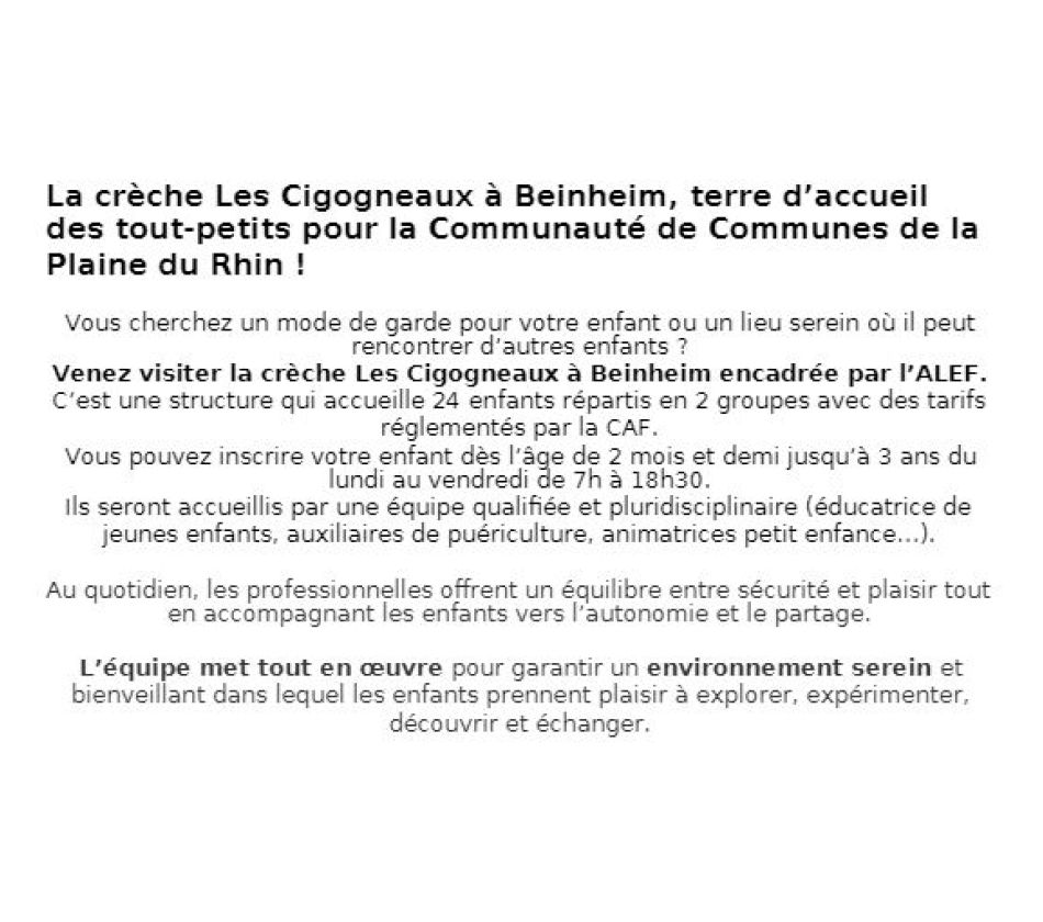 La crèche : Les Cigogneaux à Beinheim La crèche : Les Cigogneaux à Beinheim