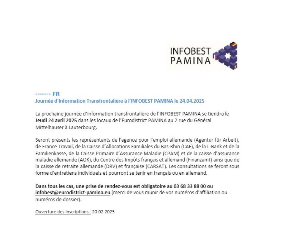 Journée d'Information Transfrontalière : INFOBEST PAMINA