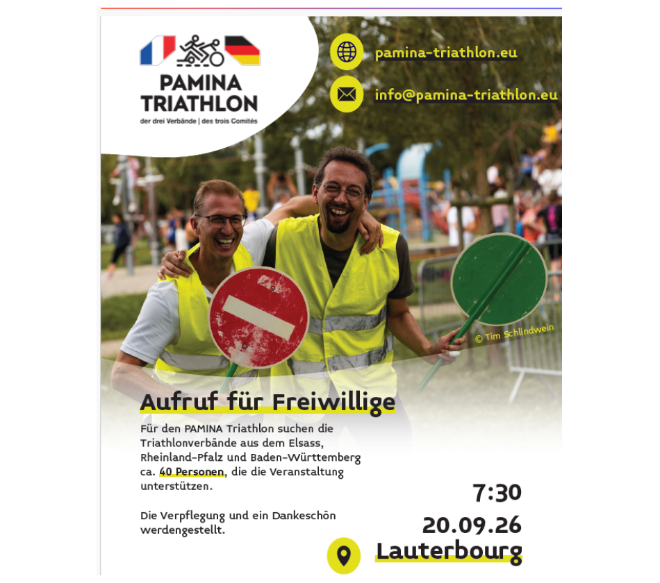 Appel à bénévoles - PAMINA Triathlon